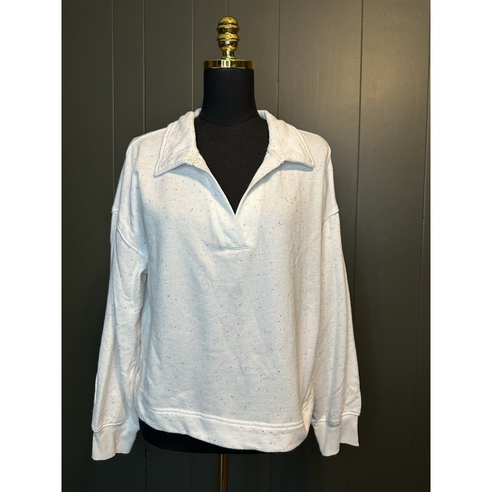 Colsie Cozy Colorful Speckled Lightweight Cropped Pullover Sweater White L Large - Picture 3 of 9